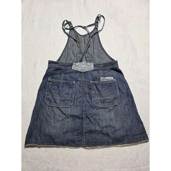 Levi's Women's Mini Overall Denim Dress Size Small/Petite Blue Straps Pockets - Picture 2 of 8